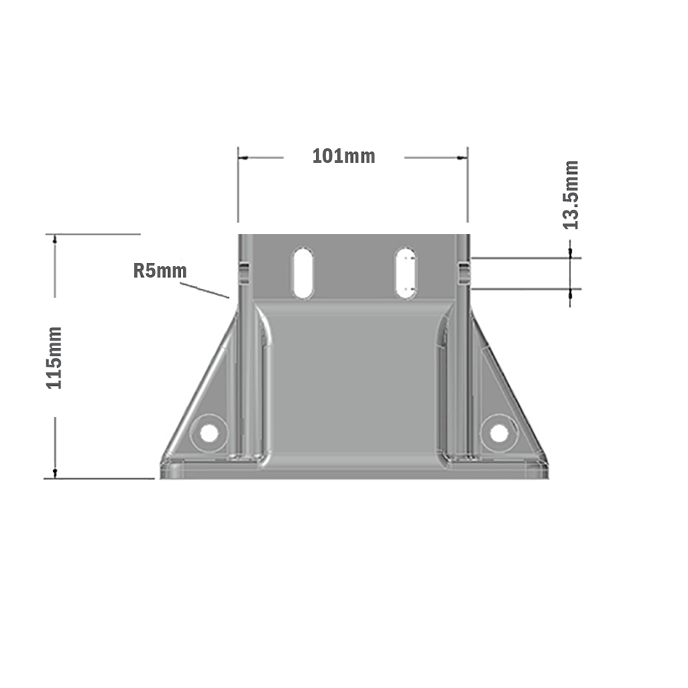 33-45903S-7 MODULAR SOLUTIONS FOOT<br>45MM X 90MM (3) SIDED FOOT W/12MM FLOOR ANCHOR HOLES, HEIGHT = 105MM